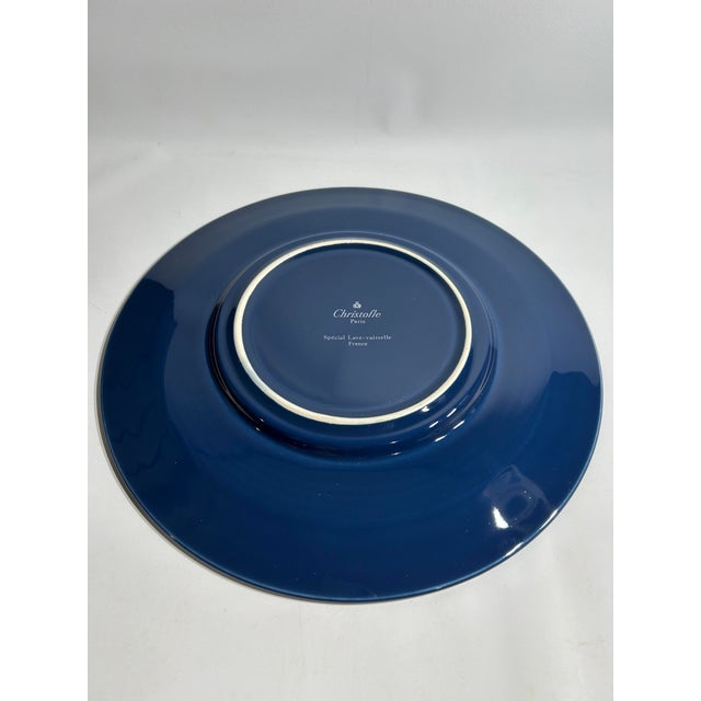 Christofle 1990s Christofle Blue Marble Porcelain Service Plate - Set of 12 For Sale - Image 4 of 8