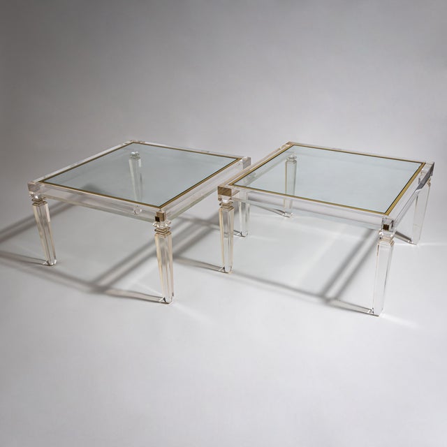Square Acrylic Glass Coffee Tables from Fabianart, Rome, Italy, Late 20th Century, Set of 2 For Sale - Image 4 of 8