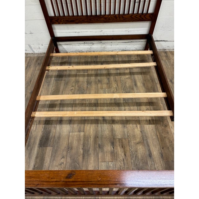 Brown Vintage Queen Size Stickley Mission Arts and Crafts Style Oak Bed For Sale - Image 8 of 8