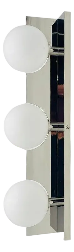 Modern Chrome 3-Globe Wall Sconce or Vanity Light, Frosted Glass Shades