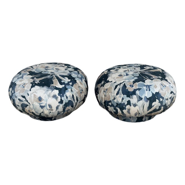 Vintage Ottomans, Reupholstered For Sale