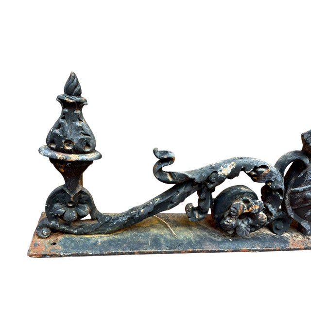 Black Pair of Antique Cast Iron Architectural Remnant Fragments With Heraldic Crest Motif — 19th Century For Sale - Image 8 of 18