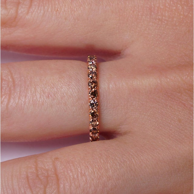 Early 21st Century 1.10 Carat Micro-Pave Fall Colors Diamond Eternity Wedding Band In Rose Gold For Sale - Image 5 of 5