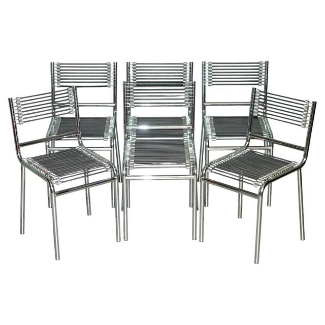 Chrome and Elastic Cord Dining Chairs by René Herbst for Sandows, Set of 6 For Sale - Image 12 of 12