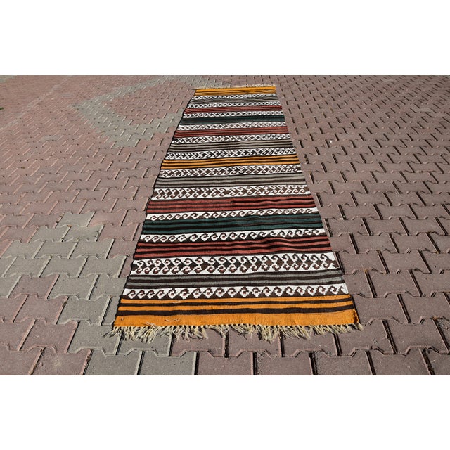 1970s Scandinavian Hand Knotted Colorful Runner For Sale - Image 10 of 10