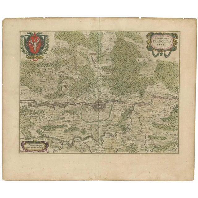 Antique Map of the Frankfurt Region by Johannes Janssonius, 1650 For Sale