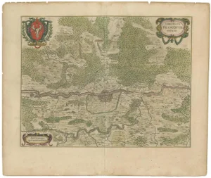 Antique Map of the Frankfurt Region by Johannes Janssonius, 1650