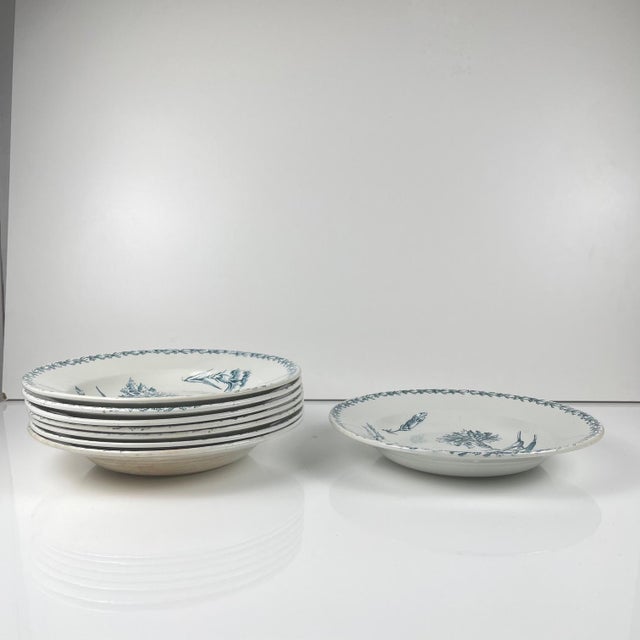 Blue Antique Soup Plates from KG Lunéville, 1890s, Set of 8 For Sale - Image 8 of 15
