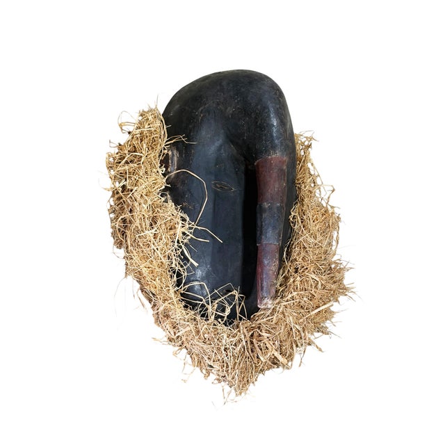 Vintage Wooden W/Rafia Ligbi Mask Djimini People Ivory Coast 18" H For Sale In New York - Image 6 of 7