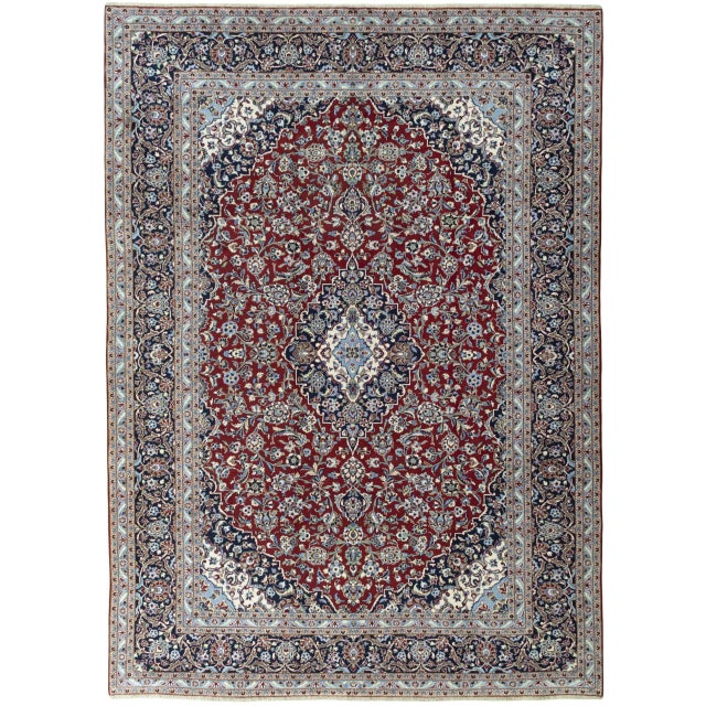Hand-Knotted Cork Wool Kashan Rug with Medallion Design, 2000s For Sale - Image 13 of 13