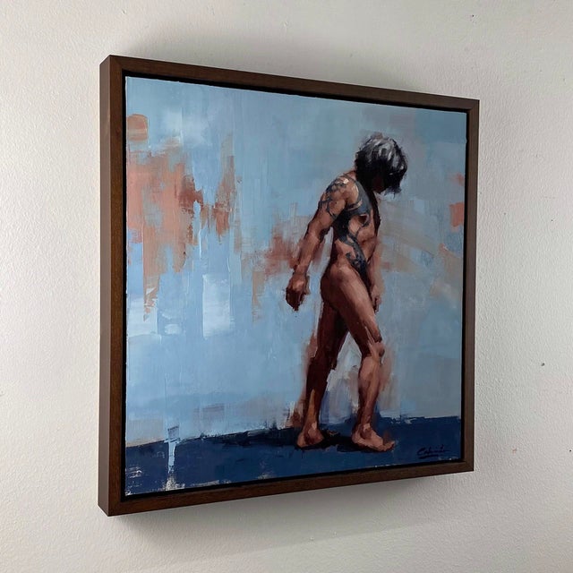 Figurative The Wanderer by Calvin Lai | Oil on canvas and wood panel figure of a person walking. For Sale - Image 3 of 3