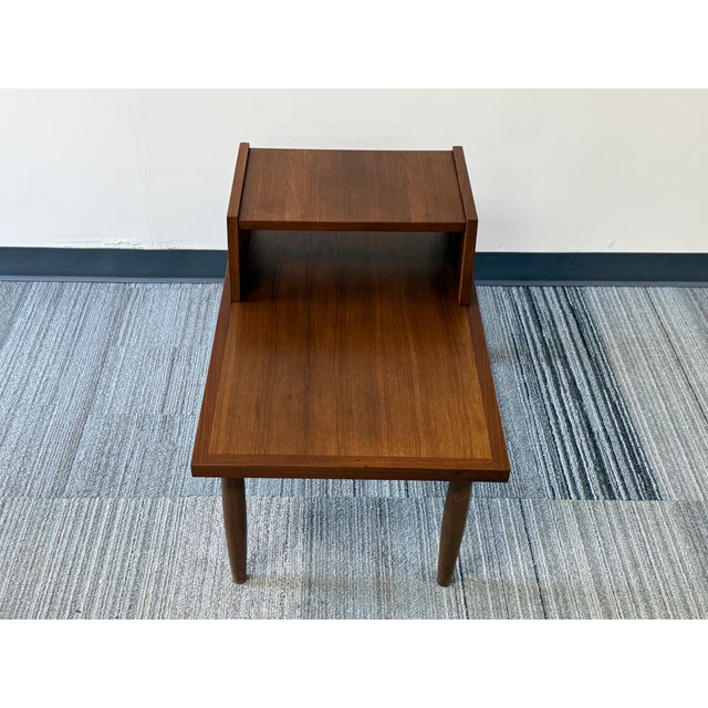 Brown Mid-Century Modern Walnut Two-Tier End / Side Table For Sale - Image 8 of 8