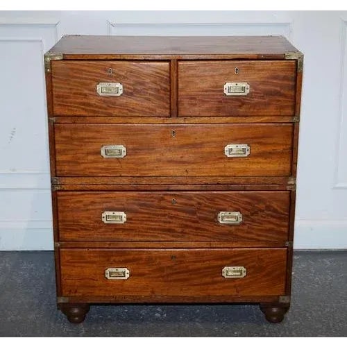 Antique Satinwood Military Campaign Chest of Drawers, 1800s For Sale - Image 14 of 18