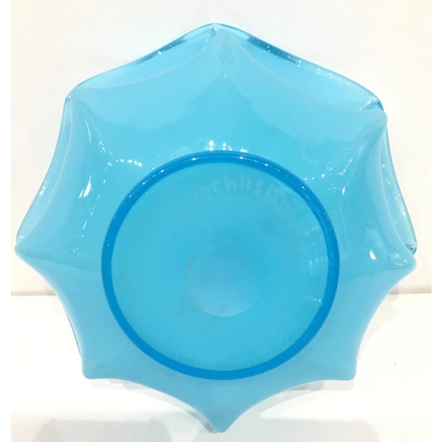 Vintage Blue Czech Art Glass Bowl For Sale - Image 4 of 5