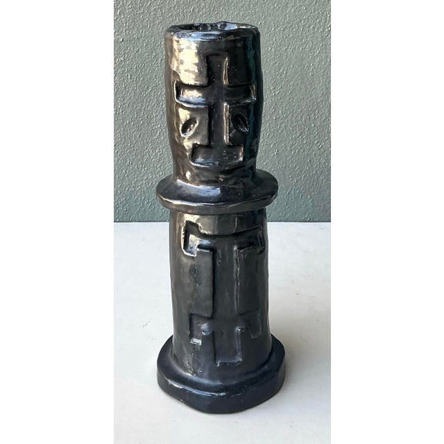 Vintage Glazed Ceramic Cross Vase For Sale - Image 12 of 12