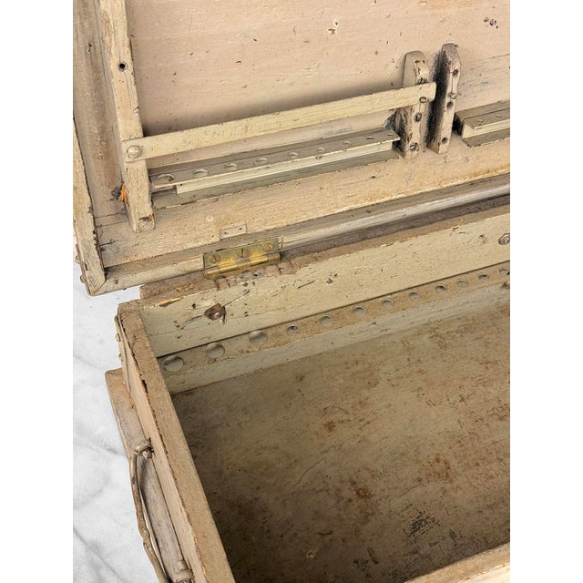 Wood Antique Primtive Painted Wood Tool Box Chest For Sale - Image 7 of 13