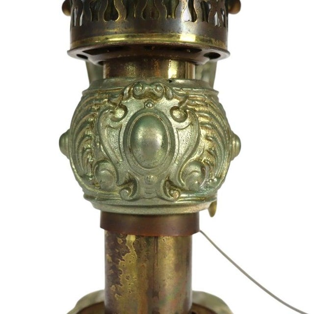Late 19th Century Victorian Silvered Cornucopia Student Lamp With Emerald Shade For Sale - Image 10 of 12