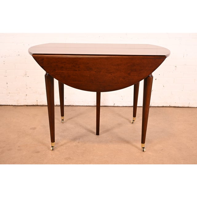 Kindel Furniture French Regency Louis XVI Cherry Wood Extension Dining Table, Newly Refinished For Sale - Image 10 of 12