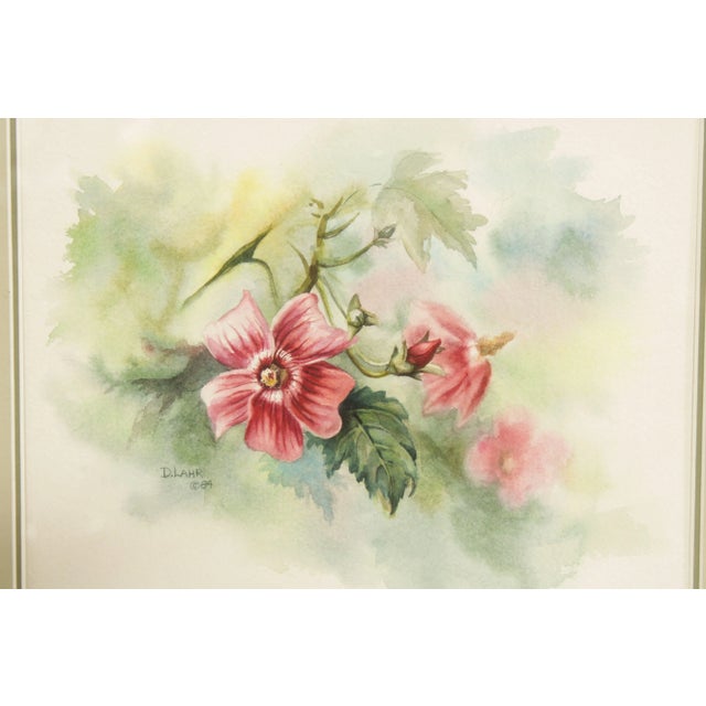 1980s 'Rosa Californica' Floral Watercolor Painting by Denise Lahr, Custom Framed For Sale In Philadelphia - Image 6 of 13