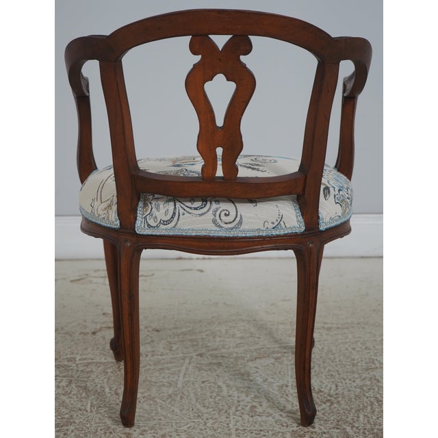 Vintage Italian Walnut Finish Vanity Bench Chair For Sale - Image 4 of 18