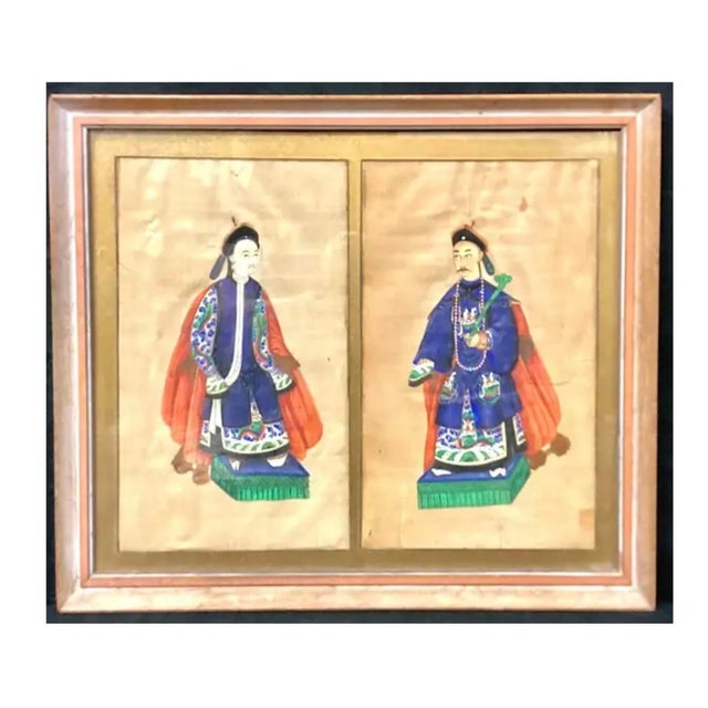 Chinese Ancestral Portrait, Gouache on Paper For Sale - Image 9 of 9