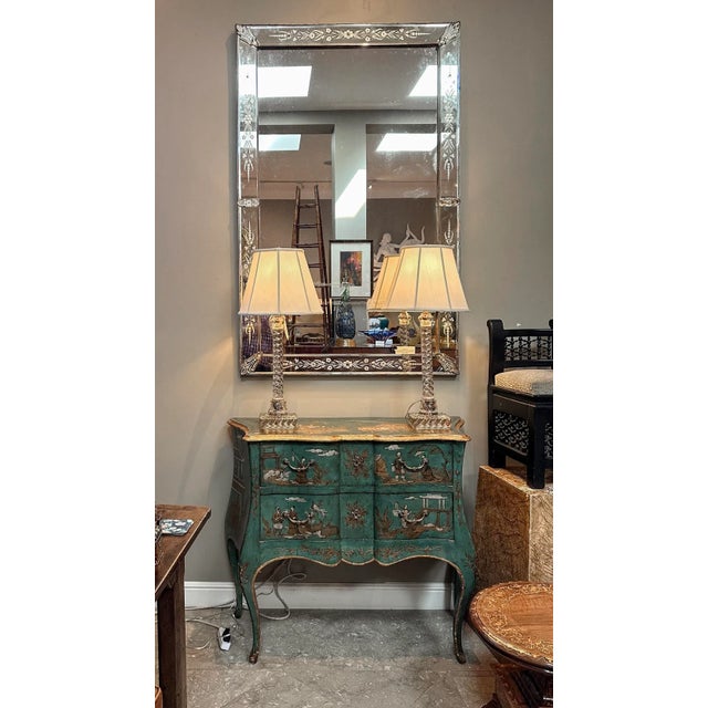 1900 - 1909 Very Large Scale Etched Glass Frame Venetian Mirror, Italy, Circa 1900 For Sale - Image 5 of 7