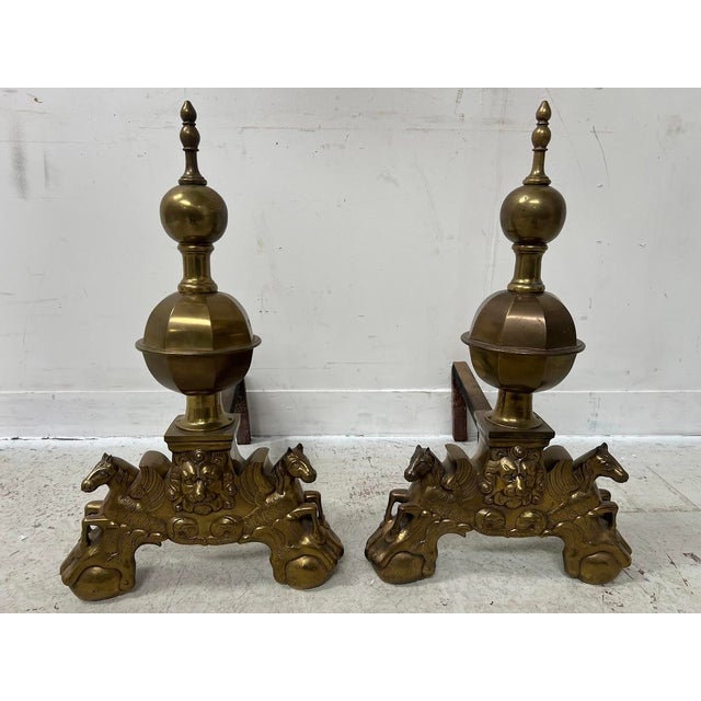 Brass Log Andirons, Set of 2 For Sale - Image 13 of 16