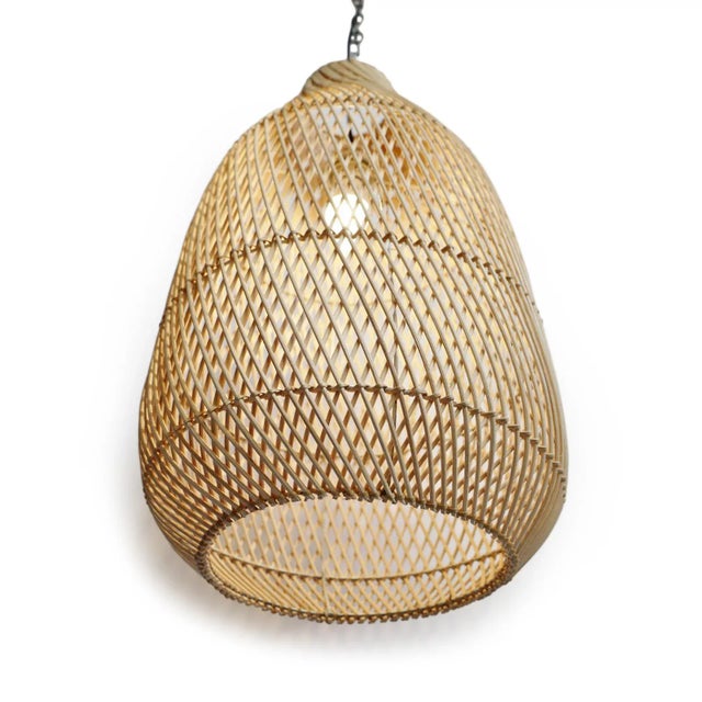 Contemporary Raw Rattan Bottle Pendant Light Medium For Sale - Image 3 of 10
