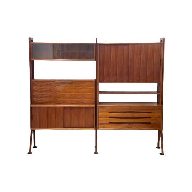 Vintage Danish Imported Mid Century Standalone Bookcase With Writing Desk or Bar Top For Sale - Image 10 of 13