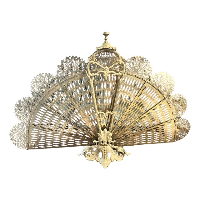Vintage Fireplace Screen in Brass, 1920s For Sale
