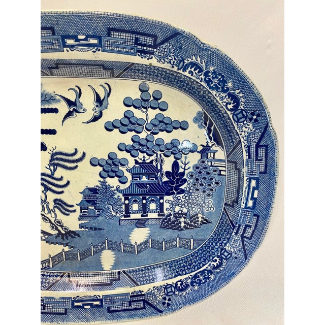 Late 19th Century Antique Blue Willow Serving Platter From England - Circa 19th Century For Sale - Image 5 of 12