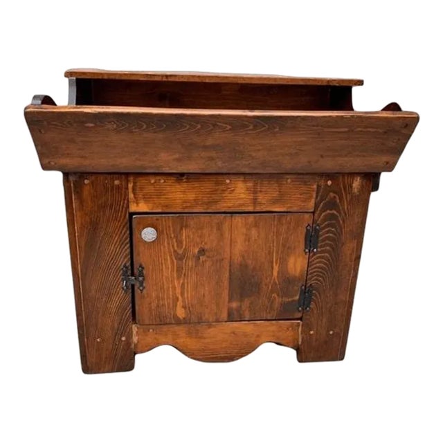 19th Century Antique Small Pine Dry Sink Cabinet For Sale