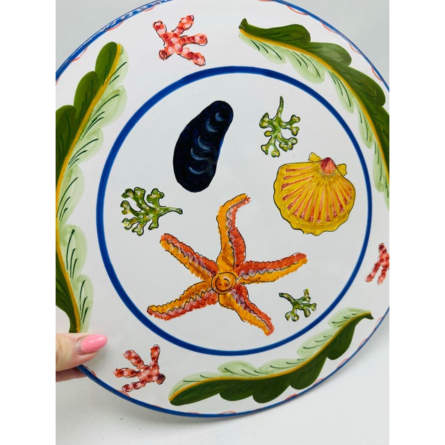 Coastal 1980s Hand Painted Italian Coastal Cake Plate For Sale - Image 3 of 6