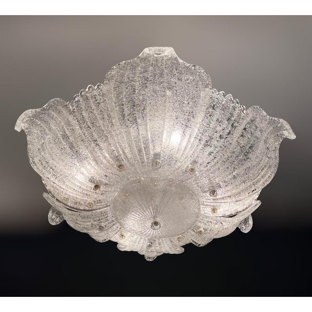 1960s Clear Graniglia Murano Flush Mount For Sale - Image 6 of 9