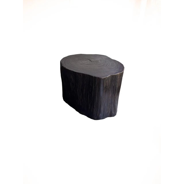 Contemporary Tree Trunk Side Table Solid Teak Wood Natural Finish Modern Organic For Sale - Image 3 of 7