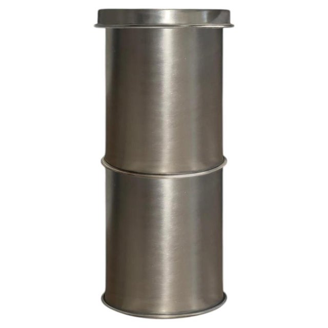 Rl 08 Cylindrical Pedestal in Brushed Aluminum by Caspal For Sale - Image 11 of 11