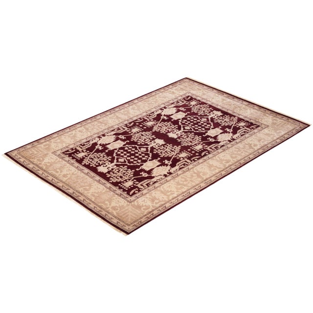 Burgundy Vintage Traditional Hand Knotted Wool Area Rug, Burgundy - 6'3" X 9'2" For Sale - Image 8 of 9