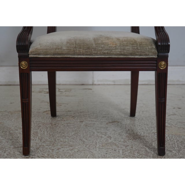 Set of 8 Henkel Harris Model 106 Mahogany & Brass Dining Chairs For Sale In Philadelphia - Image 6 of 18