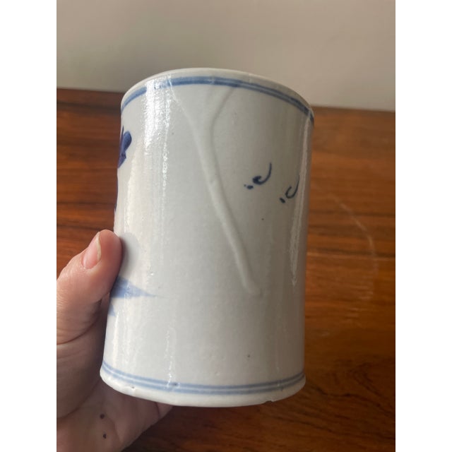 Vintage Chinese Floral Brush Pot For Sale - Image 4 of 9