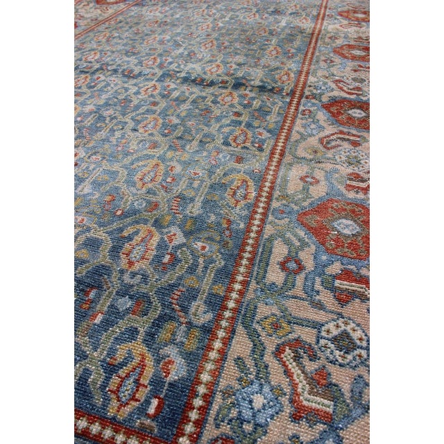Early 20th Century Wide Persian Malayer Runner With All-Over Floral Pattern in Persian Blue Color 4'1 X 9'10 For Sale - Image 5 of 6