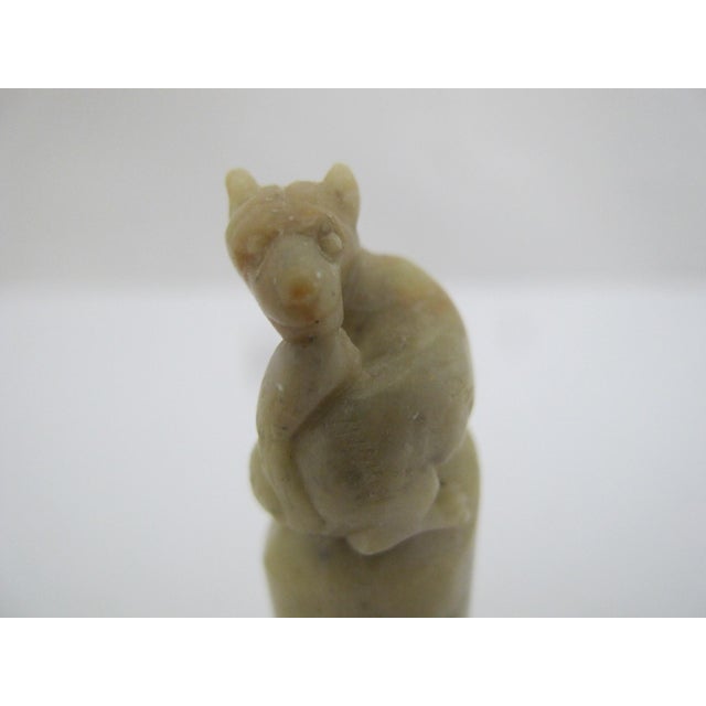 Small Chinese Hand Carved Animal Dog Soapstone Chop Seal Figurine For Sale - Image 9 of 9