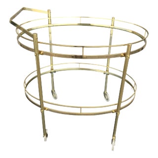 1970s Vintage Brass Bar Cart For Sale
