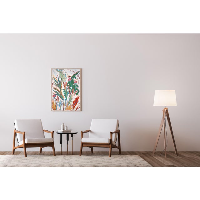 2025, Expressionist Landscape, Organic Flora, Tropical Garden, Acrylic Painting on Watercolor Paper by Romina Milano For Sale - Image 4 of 8