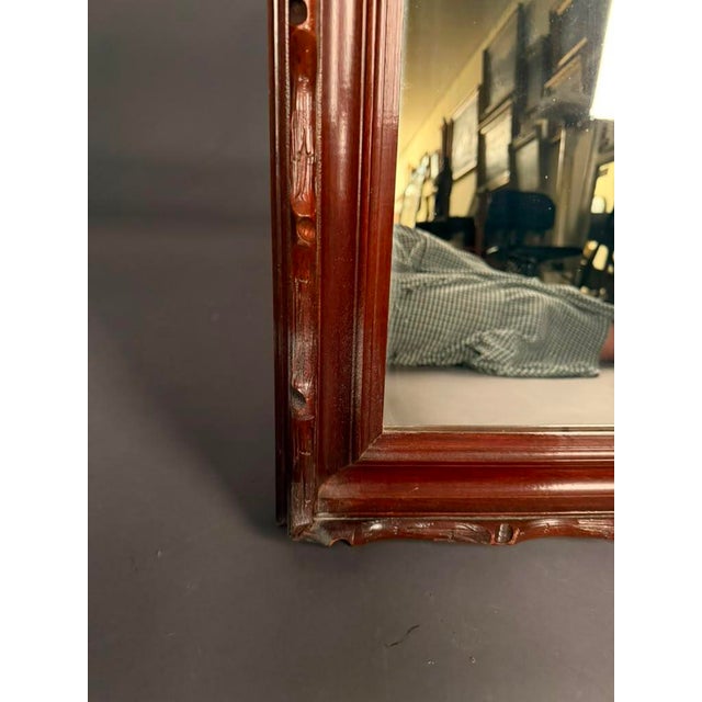 Mid-20th Century Mahogany-Toned Wall Mirror With Faux Bois Trim, Circa 1950 For Sale - Image 9 of 10