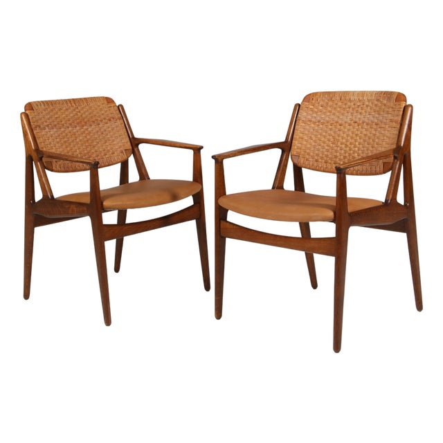 Armchairs in Oak and Cane from Arne Vodder, 1970s, Set of 2 For Sale