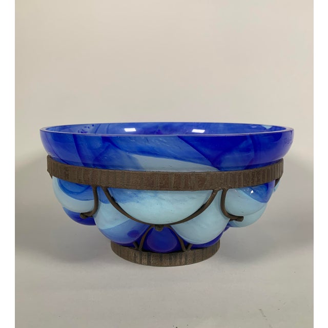 Modern Bowl in Blown Glass and Wrought Iron by André Delatte for Daum, 1930s For Sale - Image 3 of 7