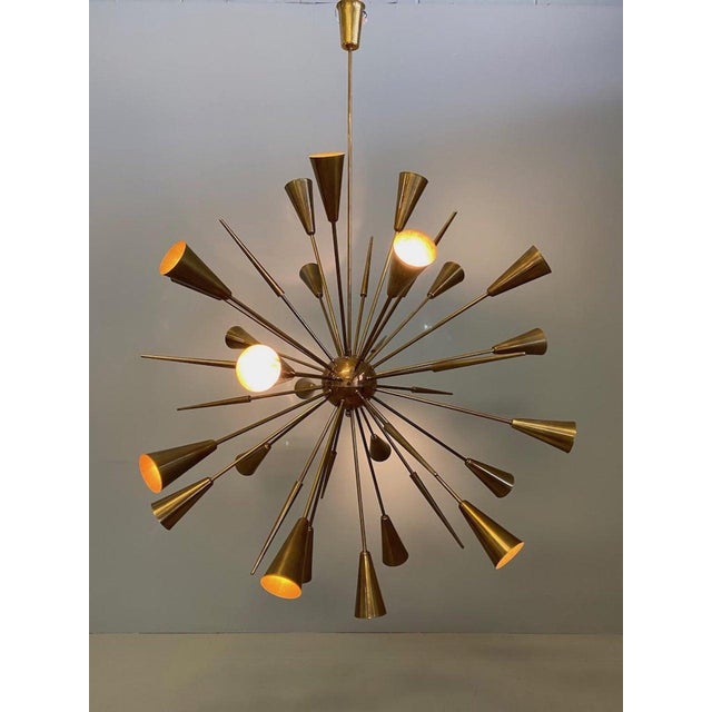 Mid-Century Modern Italian Sputnik Brass Chandelier, 1970 For Sale - Image 3 of 11