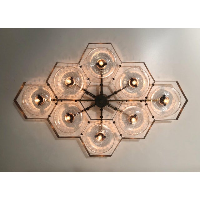 Fabio Ltd 21st Century Hive Bronze Clear Bubbles Murano Flush Mount by Fabio LTD For Sale - Image 4 of 5