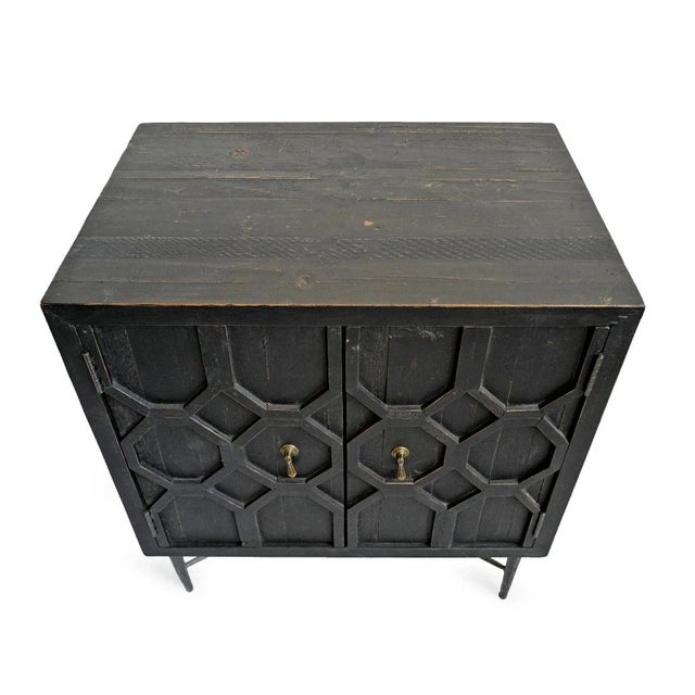 Mid-Century Modern Black Octagon Modern Side Cabinet For Sale - Image 3 of 11