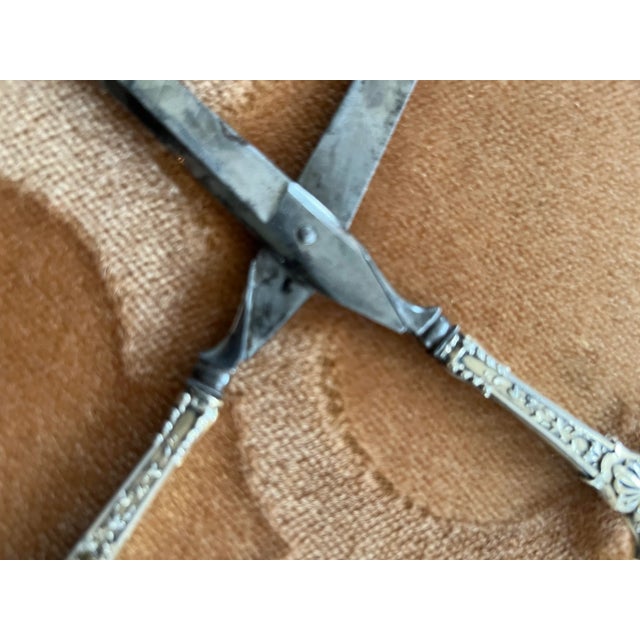 Antique French Scissors in Embossed Leather Case For Sale In Columbia, SC - Image 6 of 9